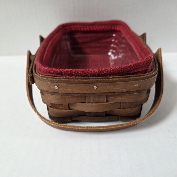 Longaberger Small Loaf Basket Swing Handles Paprika Liner Protector Set - Picture 6 of 7